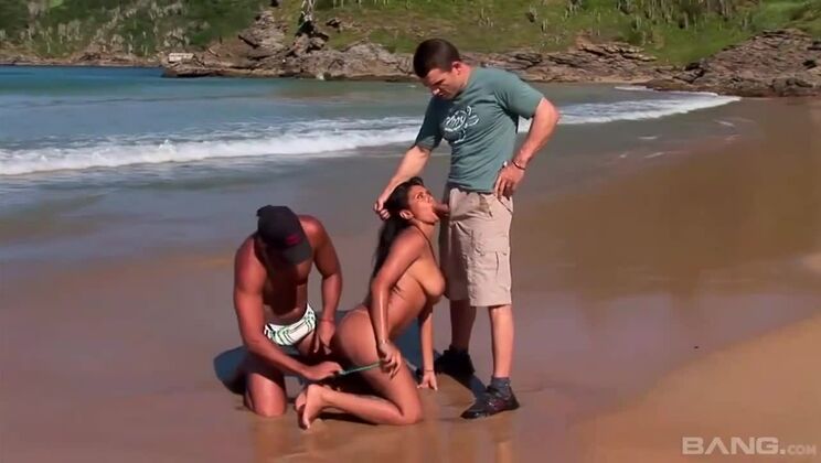 [BANG.com] - Outdoor Beach Sex: Threesome with Brunette and Cumshot - Erik Everhard - Liya Silver