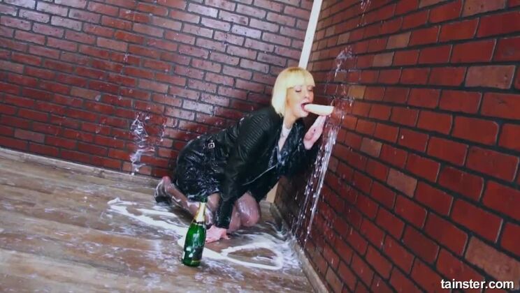 Pierced Blonde in Leather Lingerie, a Cum Shot Masterpiece