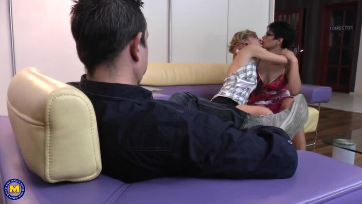 Mature Lesbians Becky and Gizelda B. Share a Threesome