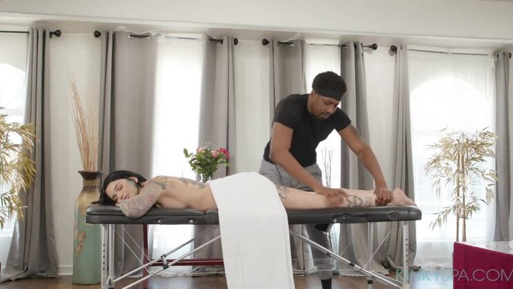 Leigh Raven Gets Massaged And Fucked Hard By Big Black Cock