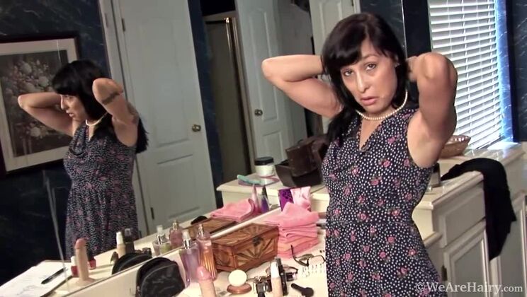 Hairy Brunette Lucy Dutch Tattooed and in Lingerie