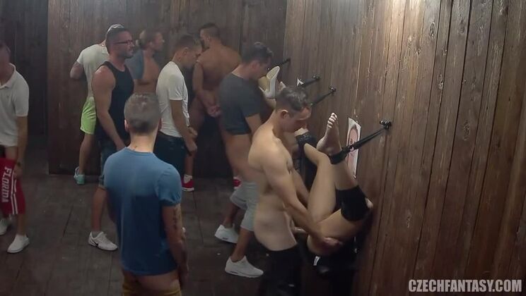 Blonde Czech with Huge Boobs and Stockings