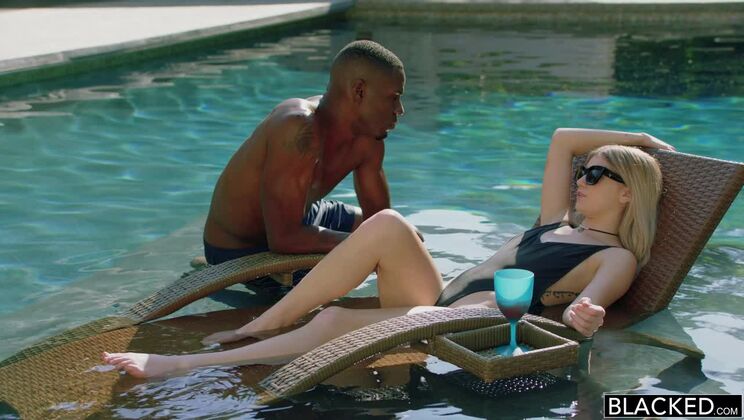 [BLACKED] - Hairless Pussy Gets Facial from Big Cock Brothers Friend