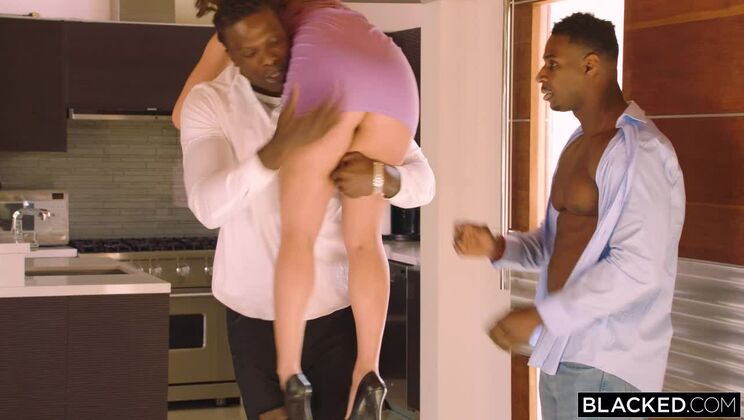 [BLACKED] - Spit Roast Threesome with Lily Love and Two Guys - Lily Love - Jax Slayher - Louie Smalls