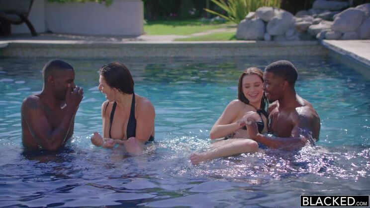 [BLACKED] - Big Tits Duo Share Two BBCs Deepthroat - Lana Rhoades - Isiah Maxwell - Leah Gotti - Jason Brown