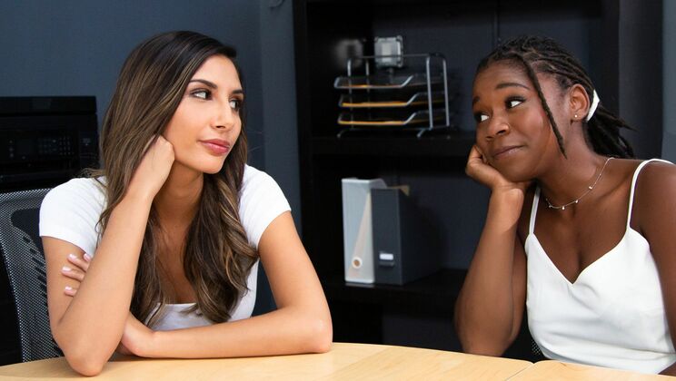 [WebYoung] - Big Titted Lesbians in Interracial Office Affair - Gianna Dior - Hazel Grace