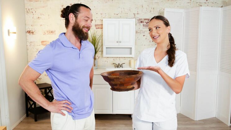 [NuruMassage] - Nuru Massage with Big Cock and Brunette - Brad Newman - Izzy Lush