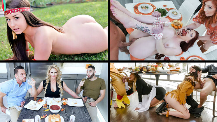 [TeamSkeetSelects] - Sluts Get Fucked on Thanksgiving Day - Brooklyn Chase - Lauren Phillips - Rosalyn Sphinx - Aria Carson