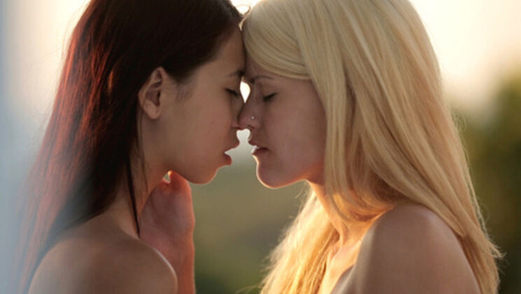 Lesbian Love - Blonde and Brunette in Action