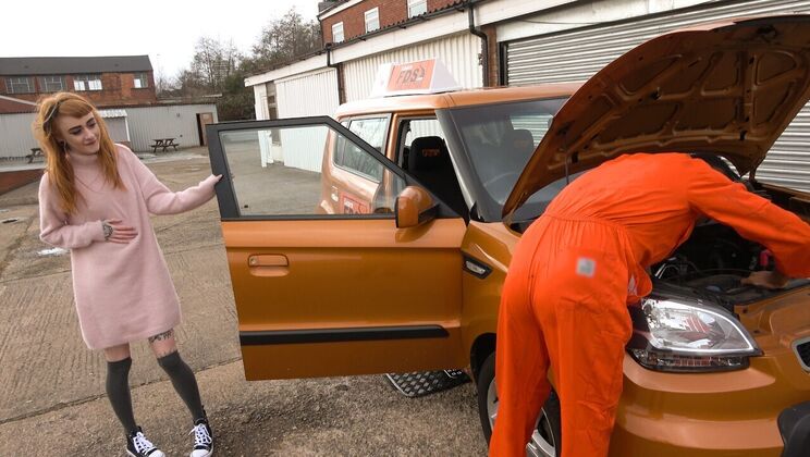 [FakeDrivingSchool] - Redhead squirts hard on tattooed mechanic’s big cock - Azura Alii - Mr Longwood