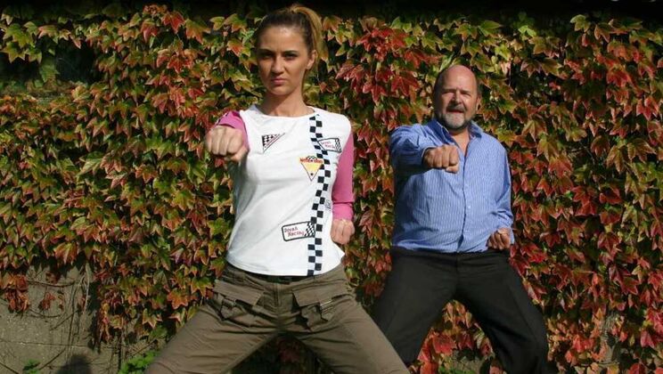 [Oldje] - Eugene Takes on Blonde Rodica in Outdoor Taekwondo - Eugene - Rodica