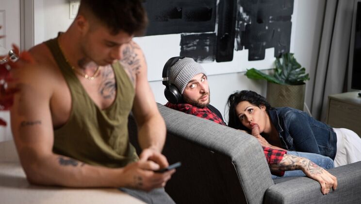 [TransAngels] - Brunette Isabella Gomez Cheats with Two Dicks - Tony D'Angelo - Bruce Huxley - Isabella Gomez