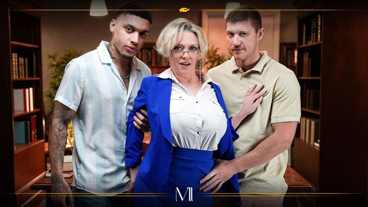 [ModernDaySins] - Interracial Library Threesome: Kissing and Creampies