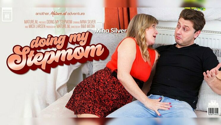 [Mature.nl] - Big Cock Young Stepson Fucks Stepmom's Hairy Pussy - Mick Larsen - Mina Silver