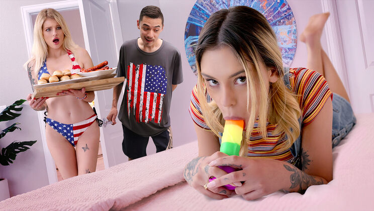 [AskYourMother] - First Time Threesome: Sucking Dick Together - Juan Loco - Hyley Winters - Dylan Moore