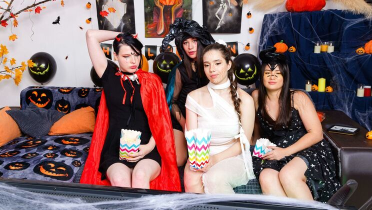 [ClubSweethearts] - Teen Halloween Lesbian Group Sex - Cherry Black - Nice Viki - Amelia Ost - Roxy Muroy