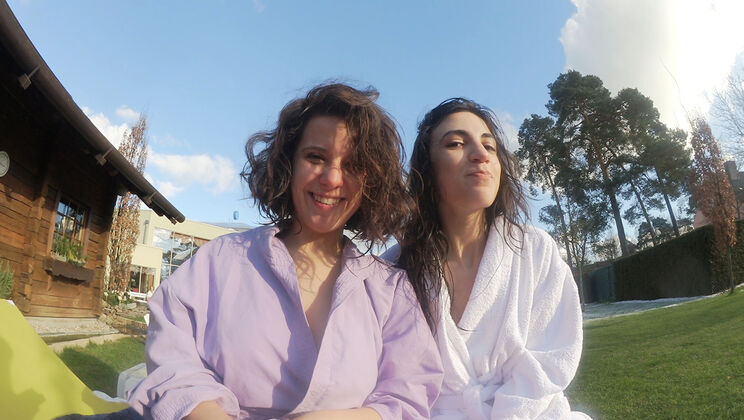 Big Tits Lesbian Duo: Magena & Agave's Public Fingering