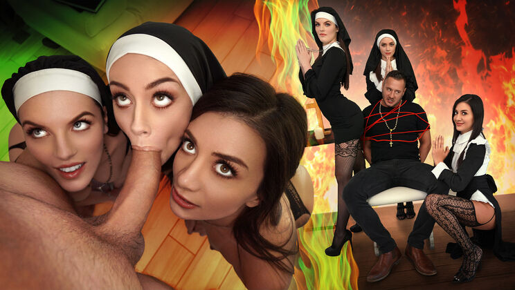 [BFFs] - Nuns Spank & Suck Danny’s Big Dick - Danny Mountain - Natalie Brooks - Fiona Frost - Selena Love