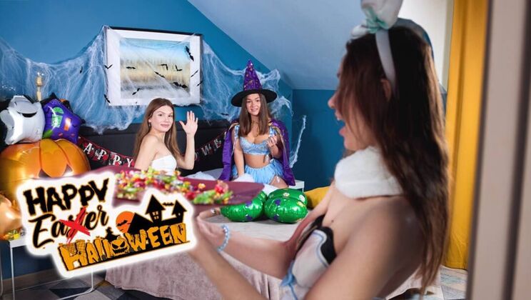 [ClubSweethearts] - Long Hair Witches Halloween Orgy Scene - Hazel Grace - Milka Wey - Kitty Doll88