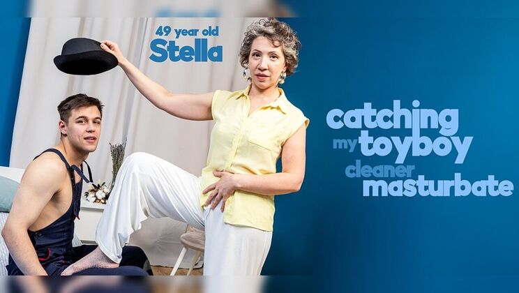 [Mature.nl] - Cougar in fishnet stockings finds cleaner masturbating and fucks him doggystyle for a cumshot - Stella V. - Karll