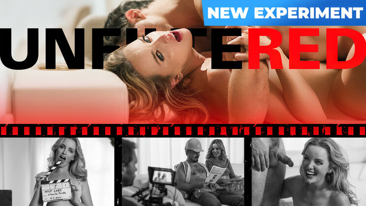 Interview segment: blonde MILF with bun sucks and swallows