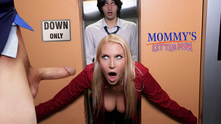 Blonde MILF Gets Double Dicked in Elevator